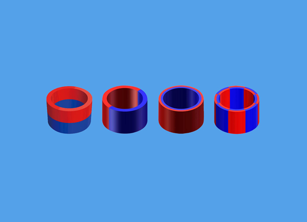 径向环形磁铁的几种充磁示意图